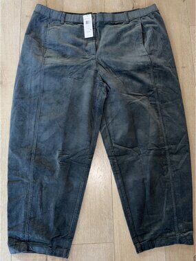 NWT Eileen Fisher Green Ankle Lantern Pant Organic Cotton Stretch Corduroy Sz 2X